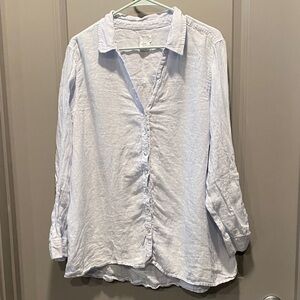 Sigrid Olsen Sky Blue Linen Button Down Blouse | Women’s 2X | 100% Linen